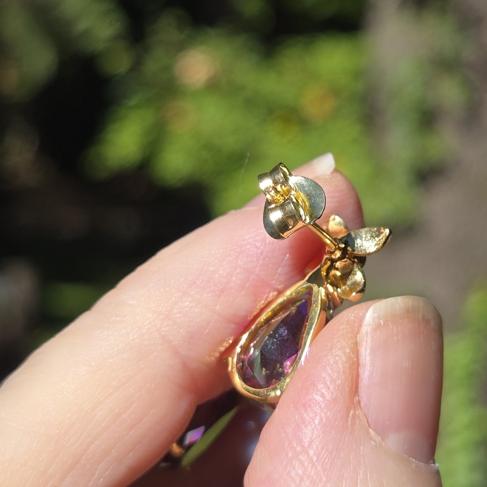 Mystic Sultans Teardrop & Topaz Natural Sterling & Gold Earrings 3.5k Each - Picture 11 of 11